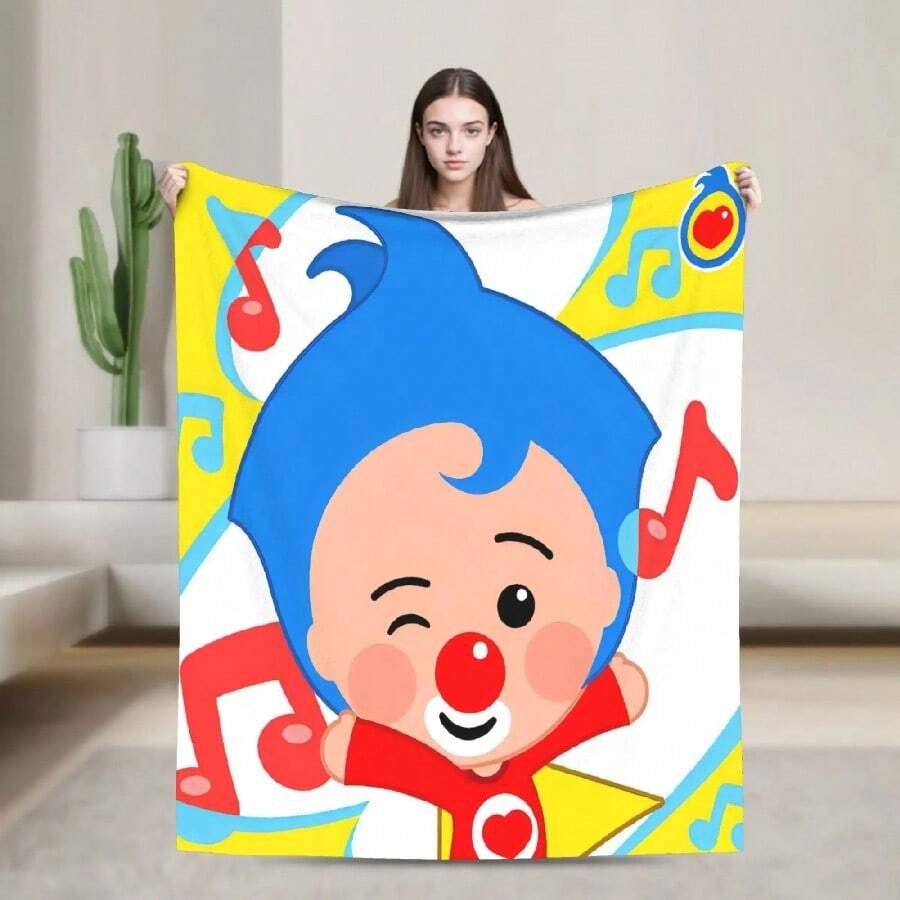 Soft Cozy Bedding Throws Travel Office Cute Cartoon P-Plim Blanket Flannel Bedspread For Bedroom Novelty Sofa Bed Cover(4).Jpg - 白色 - 查看 1