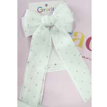 Organza Ribbon With Glitter Tips - White - View 3
