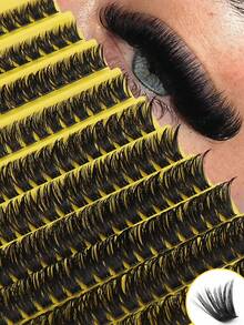 200 Clusters Of Curled Eyelashes 8-16mm Curled And In A D Shape DIY False Lashes 80D  Extended, Fluffy, Weight-Increasing Single Lash, Synthetic Mink Fur Lashes, Reusable Lash Clusters, Lash Clusters, Single Lashes, False Lashes. - D - 查看 1