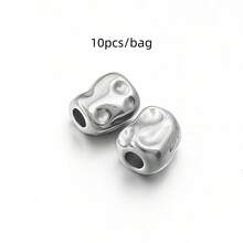 5/10pcs/Pack Stainless Steel Meteorite Irregular Spacer Beads, Non-Fading Titanium Steel Baroque Style Spacer Beads For Bracelets, Necklaces, Jewelry DIY - Meteorite Spacer Beads - View 10