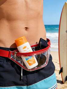 透明PVC腰包，透明体育场腰包，配有可调节肩带，可视化妆收纳包，轻便解放双手设计，多功能，可用作腰包、斜挎包和体育场包，非常适合携带手机、门票、音乐会、体育赛事和节日用品，适合音乐节爱好者、体育迷、旅行者、学生，是体育场馆活动、海滩旅行和日常通勤的理想之选。 - 彩色 - 查看 8