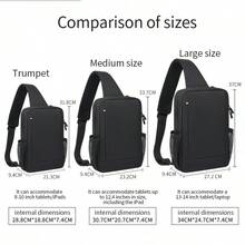 Cross-Body Chest Bag, Water-Resistant Messenger Bag With Padded Compartment Fits 8-14 Inch Tablet/Laptop - Black - View 3