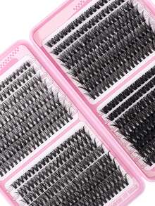 640 Cluster D Curve Single Cluster False Eyelash Daily Activity DIY Segmented Natural Thick Blossoms - Black - View 2