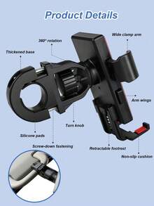 1个通用导航车把手机支架，360°旋转防震，适用于3厘米宽车把和4.0-7.2英寸手机，适用于摩托车、电动自行车、卡车、SUV、挖掘机等。 - 手機支架 - 查看 10
