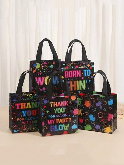 18pcs, Neon Party Favor Bags Glow Neon Gift Treat Bag Let's Glow Party Supplies Glow Party Supplies Favor Bags Glow Birthday Party Supplies Neon Theme Party Gift Bags