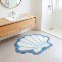 1 件可爱贝壳造型地毯，柔软舒适，可用作入口垫、家居装饰小地毯，适用于卧室、客厅、梳妆台、节日装饰 - 藍白色 - 查看 11