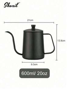shoxil 1pc Black Stainless Steel Coffee Pot, Hand Drip Coffee Maker, Espresso Coffee Tool, Tea Pot, Water Kettle, 350ml/12oz And 600ml/20oz, Suitable For Daily Use, Saudi National Day Gift, Applicable For Home And Cafe - Black - View 14
