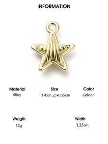 10pcs Alloy Pendants, Flat Round With Moon/Star/Moon, Golden/Light Gold - Gold - View 19