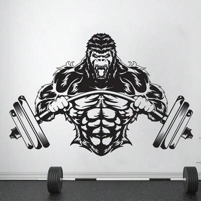 Gym Wall Decal Fitness Decor Workout Art Sticker Gorilla Gym Quote Stickers Motivation Crossfit Logo