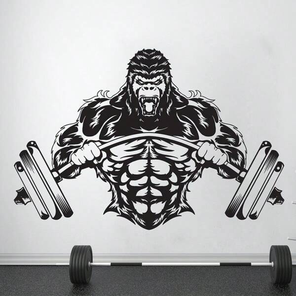 Gym Wall Decal Fitness Decor Workout Art Sticker Gorilla Gym Quote Stickers Motivation Crossfit Logo