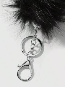 ROMWE Grunge Punk 1pc Y2K Stylish Gothic Fluffy Faux Tail Keychain, Dark Aesthetic Accessory, Suitable Women, Daily Wear Or Holiday, Halloween - màu đen - Xem 9
