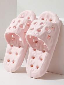 Bathroom Slippers, Breathable Perforated, Anti-Slip, Quick Drying, EVA, Quiet, Suitable For Home, Indoor, Hotel, All Seasons - Pink - View 4