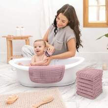 Toallitas de Muselina para Bebé (Paquete de 10), Toallas Suaves de 6 Capas de Algodón para Piel Sensible, Grandes, Absorbentes y Delicadas Malva,40839777 - Rojo y blanco - Ver 2