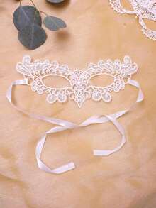 3pcs - Holiday Party Decoration White/5pcs Black Lace Mask, Masquerade Mask For Women, Adjustable Strap Eyeshade - 白色 - 查看 5