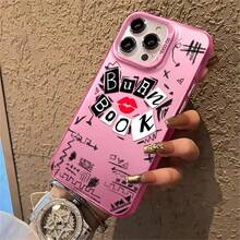 1pcs Burn Book Lips Graphic Phone Case Compatible With Apple Phone 11 12 13 14 15 16 17ProMax X 7plus 8plus Xs Max XS Antidrop Phone Case Camera Protection Phone Case Funky Quirky Personality Cute Fashion You Can Give It To Yourself Can Be Given To Friends - 粉色 - 查看 2