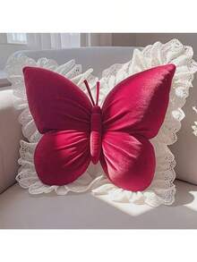 Elegant Butterfly Shaped Throw Pillow - Soft Lumbar Cushion, Delicate Design Suitable For Bedroom, Living Room Or Office Decor, Hand Wash Only | Floral Pattern | Durable Fabric With Butterfly Decor