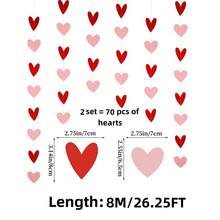 35/70pcs Red & Pink Heart Shaped Wreath - Valentine's Day Decor, Hanging Heart Decor, Valentine's Day Banner, Hanging Valentine's Wreath, Valentine's Day Decorations, Large Heart Valentine's Decor, Valentine's Day Backdrop Decor, Hanging Decorations On Bay Windows - 粉紅色 + 紅色 - 查看 7