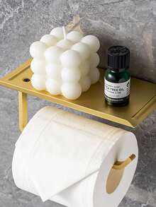 1pc Gold/Tissue Paper Holder, Bathroom Tissue Paper Rack, Toilet Paper Box, Wall-Mounted Tissue Dispenser - Gold - View 6