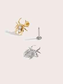 1件哥特朋克蜘蛛钻石不锈钢耳环，适合女性日常佩戴 - 昆蟲 - 查看 3