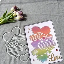 Troqueles creativos con forma de corazón, herramienta DIY para hacer álbumes de recortes y estarcidos en relieve, para tarjetas de felicitación, recorte de papel para manualidades, plantilla de troqueles para hacer tarjetas de regalo. - Plateado - Ver 3