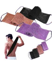 非洲网状背部去角质浴巾套装，双面软硬去角质，有效去除身体角质，浴室背部磨砂巾，优质网状材质，便捷绑带设计，丝瓜络浴巾，沐浴海绵，滋养肌肤，适合日常使用 - 彩色 - 查看 2