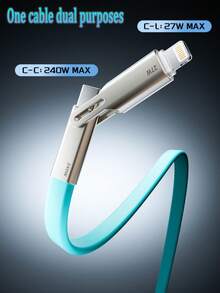4合1 USB充電線，240W最大輸出多功能USB-C快充線。配備Type-C/USB-A/Lightning接頭，相容 16/15/14/13、Galaxy及其他設備。240W最大4合1快充線，雙介面設計，支援三種充電模式：USB-A/Type-C/Lightning。適用於 16/15/14/13/12/11 Pro Max - 多色4 - 查看 4