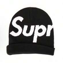 Supreme Big Logo Beanie | Authentic Unisex Knitted Acrylic Headwear, Essential Streetwear Cold Weather Accessory - màu đen - Xem 3
