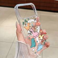 1pc Cute Cartoon Dinosaur Soft Edge Transparent Magnetic Protective Phone Case, Anti-Oxidation, Compatible With IPhone 7/8/XR/11/12Pro/13Mini/14Plus/15/16/17Pro Max And Galaxy A05S/15/A16/A25/A26/A36/A54/A56, S21FE/S22Plus/S23Ultra/S24/S25Plus/S26Ultra - Clear - View 2
