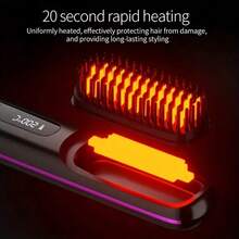 Portable Cordless Hair Straightener Brush, Mini Travel Hair Brush Straightener With Ceramic Coating, Anti-Scald Design, Rechargeable Hairbrush Straightener Brush For Women, Black/Pink/White - màu đen - Xem 6
