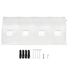 15x7x7ft & 20x10x7ft Walk-In Tunnel Greenhouse, Portable Plant Hot House With Galvanized Steel Hoops, Top Beam, Diagonal Poles, Zippered Door & Roll-Up Windows, White - 15 x 7 x 7 英尺 - 查看 8