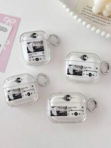 带按钮的彩绘耳机保护套，透明耳机保护壳，防摔软壳，兼容苹果1/2/3/4代，兼容 Pro第二、三、四、五代无线蓝牙耳机，透明设计，女士款 - 彩色 - 查看 1