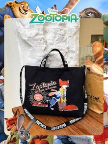 Disney 1 pieza Bolso de lona con estampado de animales de dibujos animados de Zootopia, bolso multifuncional con correa de hombro ajustable, de gran capacidad, adecuado para hombres, mujeres y estudiantes para uso diario - Multicolor - Ver 7