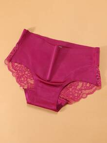 Set de 3 bragas de mujer de unicolor y sexy con aplicaciones de encaje y seda de hielo - Multicolor - Ver 6