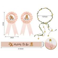 Decorações para Chá de Bebê com Tema de Animais da Floresta - Faixa de Maternidade, Broche de Papai e Tiara de Coroa de Flores. Adorável faixa de cetim para chá de bebê, ideal para revelação de gênero, lembrancinhas e acessórios para gestantes. - Azul - Ver 2