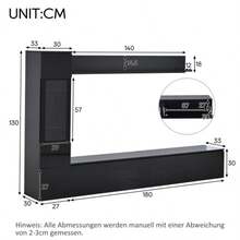 3-Piece TV Unit Set With LED Lighting, High-Gloss Black Living Room Furniture Set, Black Wall-Front Unit: 1 X TV Unit, 1 X Living Room Display Cabinet, 1 X Wall Shelf, Suitable For TVs Up To 80". - Black - View 12