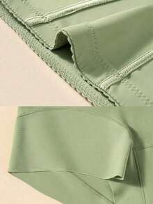 女士高腰无缝塑身裤，收腹提臀，收腰塑形打底裤 - 綠色 - 查看 5