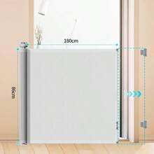 CYPuerta De  - 180 * 86CM Puerta para Perros RetráctilPuerta De  para Niños Adecuada a Escaleras Cocina Puerta Pasillo Puerta de  para Bebé Taladrado o Autoadhesivo - Blanco - Ver 4