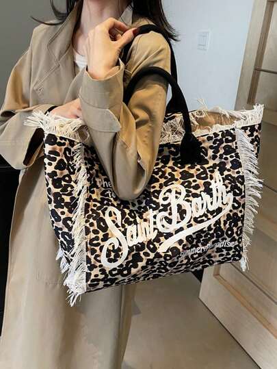 Borsa a spalla di alta qualità con stampa leopardata, design di moda vintage e alla moda, borsa versatile da spalla/sotto braccio per lo shopping, appuntamenti, abbigliamento casual all'aperto