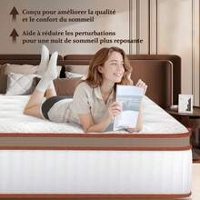 Mattress 140x200 Cm - 26 Cm - Hybrid - Pocket Springs + Memory Foam - Medium-Firm Support - Ultra Breathable - 7 Zones - 香檳色 - 查看 4