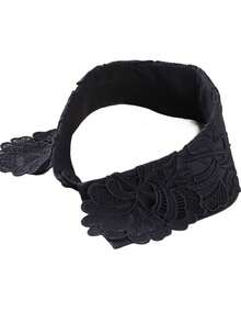 1 pieza Cuello de encaje negro y blanco para mujer, estilo elegante vintage desmontable, adecuado para uso diario - Multicolor - Ver 2