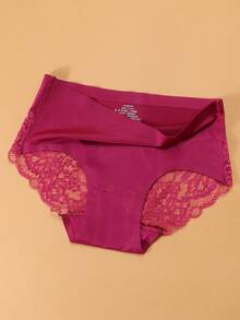 Set de 3 bragas de mujer de unicolor y sexy con aplicaciones de encaje y seda de hielo - Multicolor - Ver 5