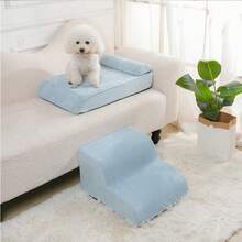 1pc Multi-Functional Pet Climbing Stairs, Removable Sponge Steps, Ramp Ladder For Small Dogs & Cats - Baby Blue - View 2