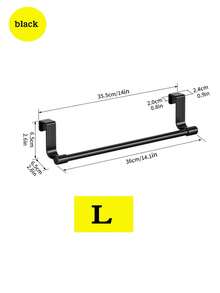 1pc Kitchen Cabinet Door Towel Rack, Dishcloth Holder, Bathroom Towel Bar, Wall Mounted Storage Rack - Black - View 14