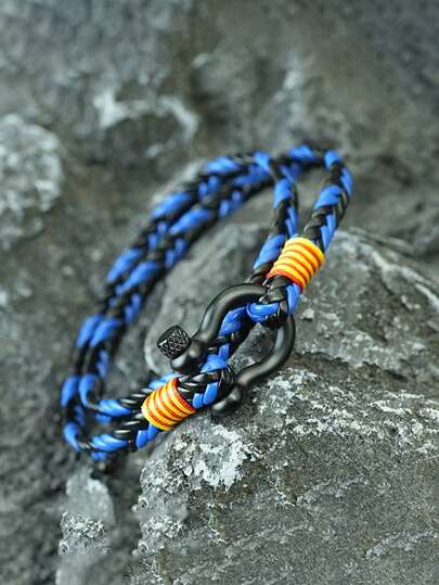 1 pieza Pulsera de cuero PU trenzado de varios giros estilo surf para hombre, accesorio, regalo de San Valentín