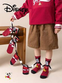 3 Pairs Cute 3D Disney Mickey Mouse Knee High Socks, Children's Christmas Thigh High Socks, Fashionable Kids Party Tall Socks, High Quality Gift. Back To School Season, Fun & Stylish Disney Fans, Family Gathering Christmas Gift Tote Socks - Multicolor - View 7