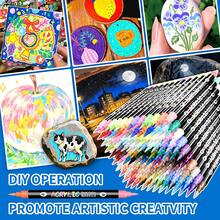 Conjunto de 240 Cores de Canetas Marcadoras Acrílicas de Ponta Dupla, Resistente à Desbotamento, Adequado para Artistas, Pintura, Ilustração, Artesanato, Livros de Colorir, Projetos DIY em Papel, Tecido, Madeira, Pedra, Plástico, Vidro, Cerâmica, Abóbora, para Estudantes e Adultos, Ótimo Presente para Ação de Graças, Halloween, Natal - Multicolorido - Visão 4