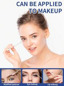 200/100/2支装一次性卸妆棉签 - 双头细尖棉签，适用于卸妆；小头棉签，适用于眼部；圆头棉签 - 白色 - 查看 3