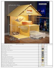 Large Indoor Cat Cage With Free Space, Home Use, 1 Room 1 Bathroom, Drawer-Style All-In-One Cat Villa - Multicolor - View 14