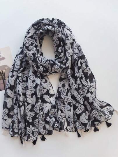 1pc Heart Print Fashionable And Stylish Women Scarf