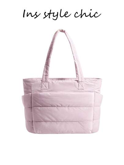 Nuevo bolso de mano para mujer de color rosa sólido, con interior espacioso con portavasos, cierre de cremallera de metal suave, asas dobles para llevar al hombro o en la mano, adecuado para ir al trabajo, salir, ir de compras, viajes de negocios y uso diario